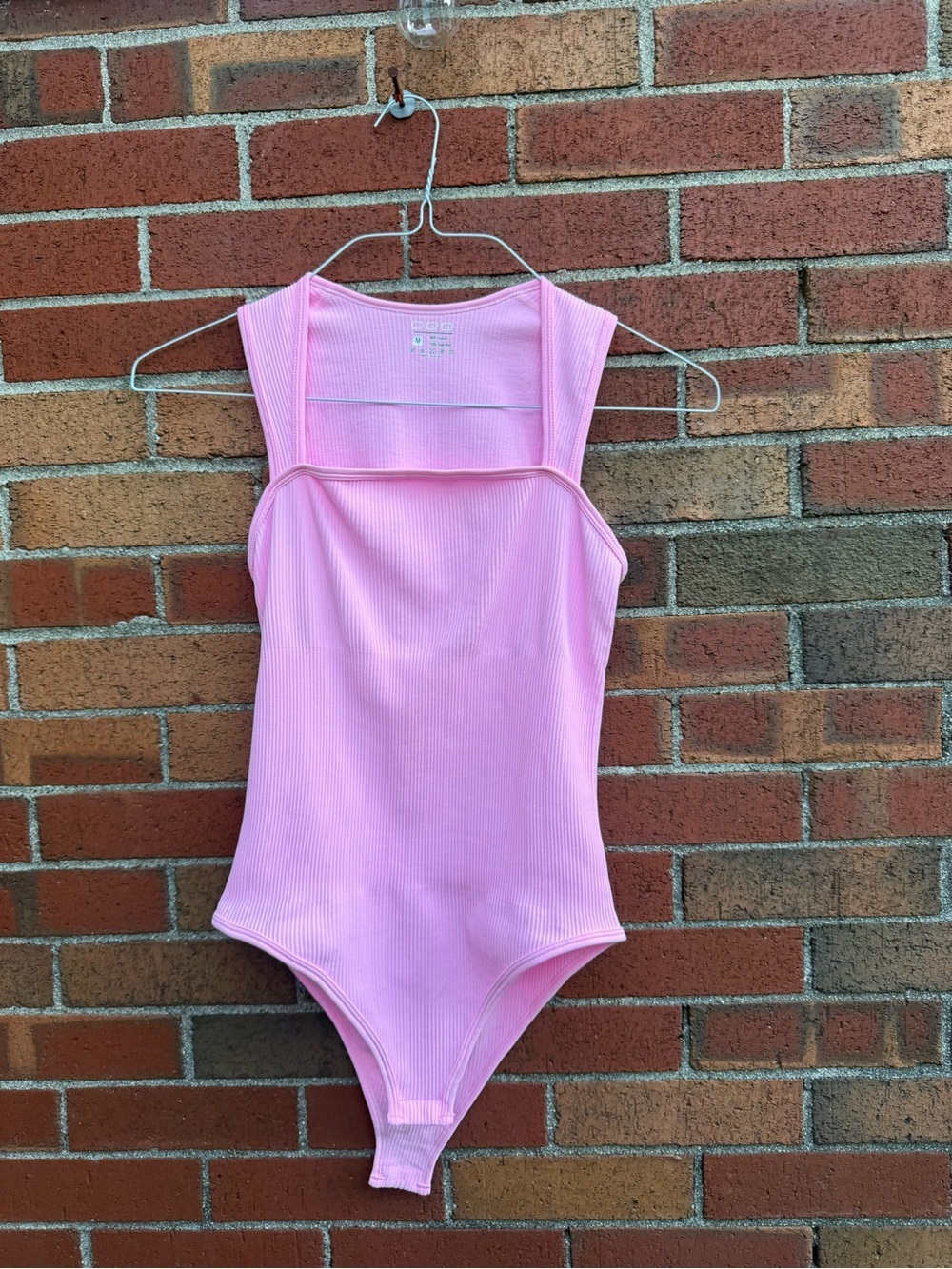 OQQ Ribbed Pink Cutout Bodysuit Sleeveless Stretch Snap Closure Medium